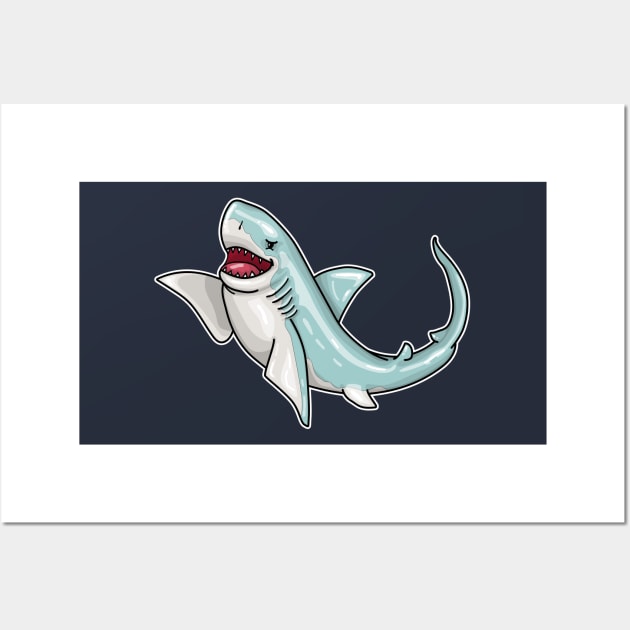 Shark Great White Waving Wall Art by bigraydesigns